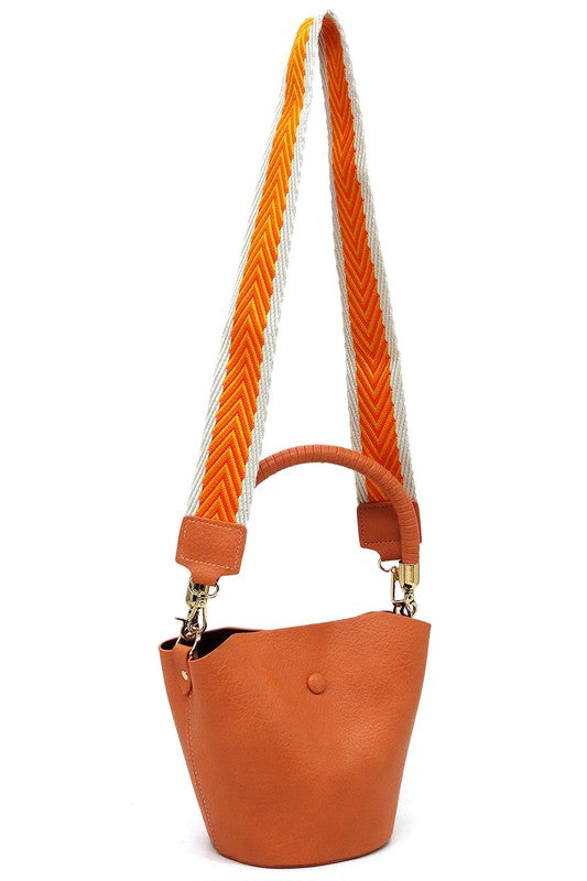 Bucket Crossbody Bag with Guitar Strap