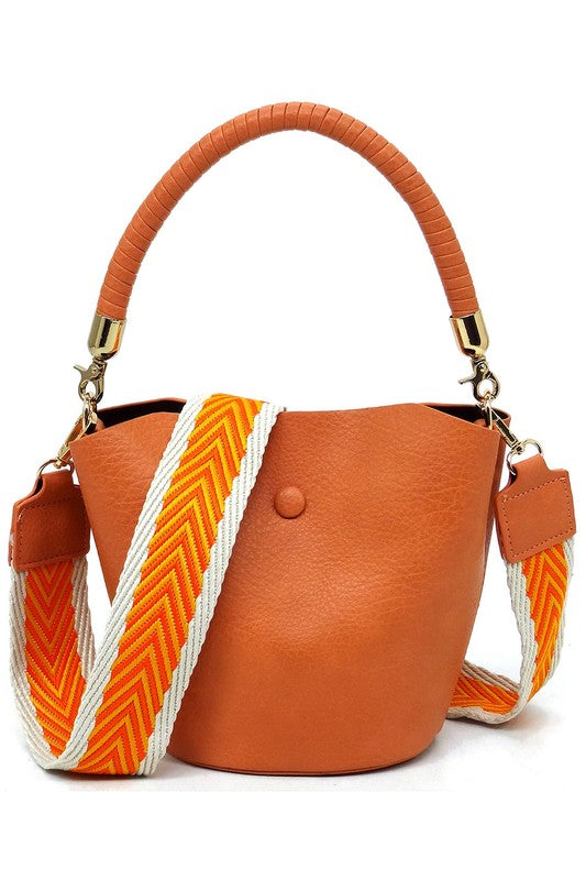 Bucket Crossbody Bag with Guitar Strap