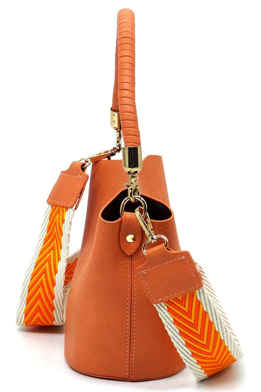 Bucket Crossbody Bag with Guitar Strap