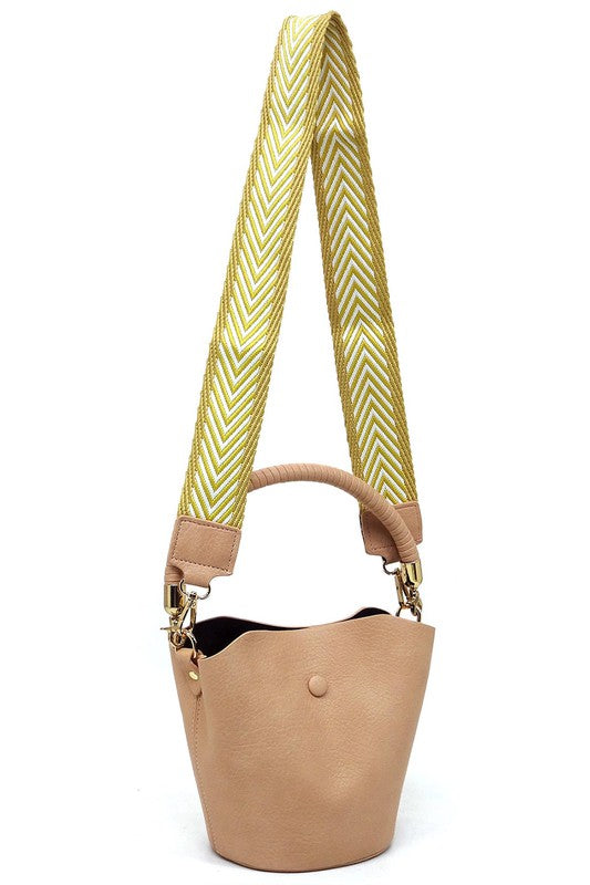 Bucket Crossbody Bag with Guitar Strap