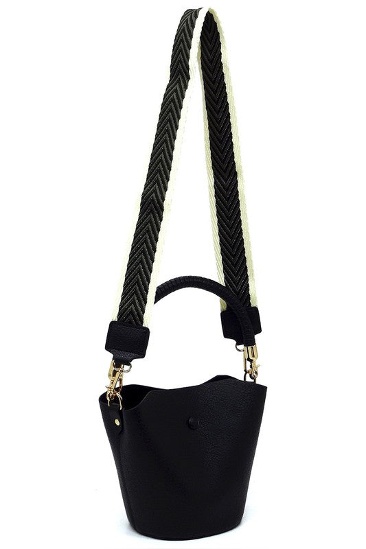 Bucket Crossbody Bag with Guitar Strap