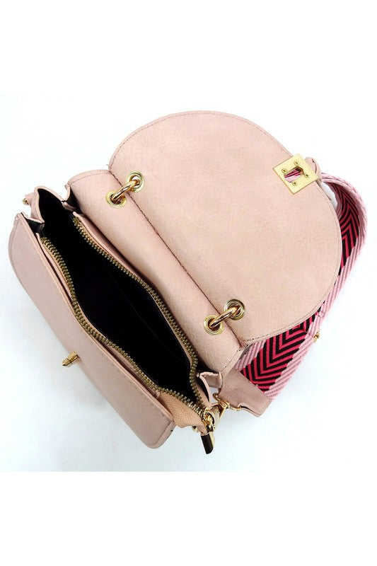 Flap Saddle Satchel Crossbody Bag