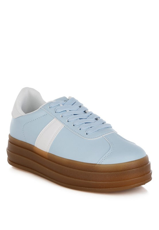 Faux Leather Knockout Lace-Up Sneakers