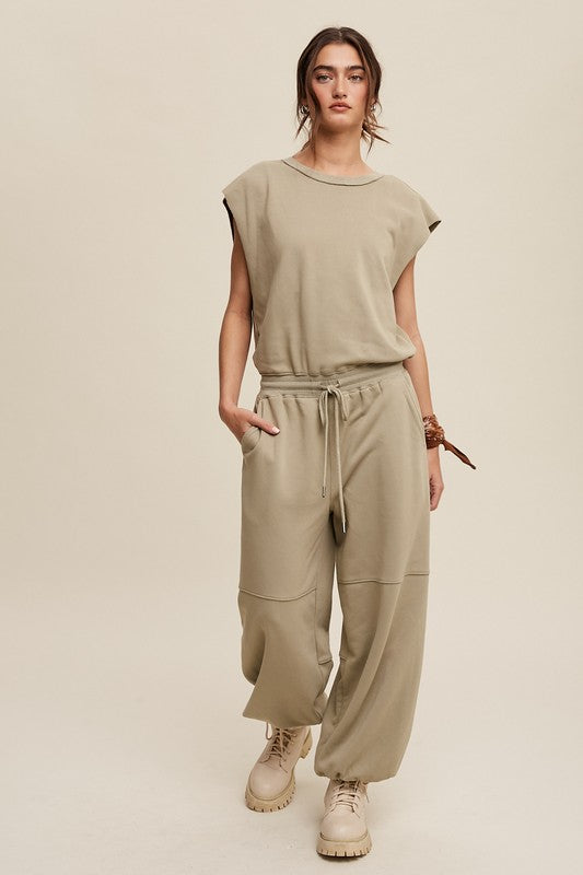 French Terry Loose Jogger Jumpsuit