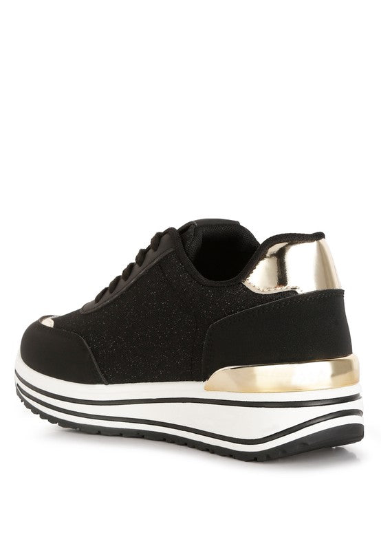 Metallic Panel Platform Sneakers