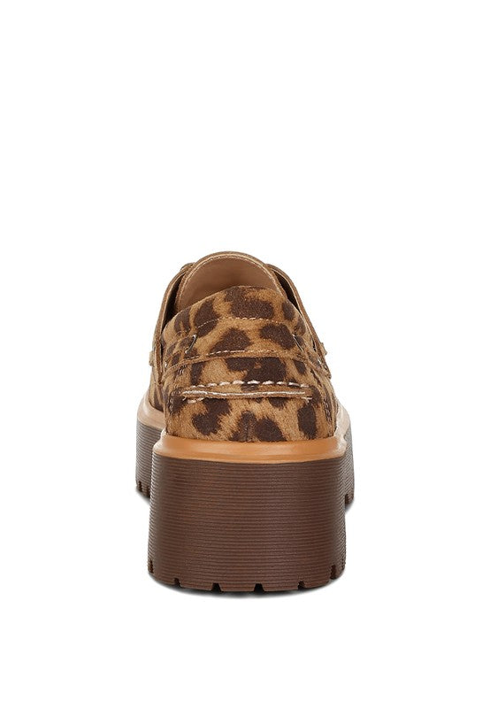 Leopard Print Suede Oxford Loafers