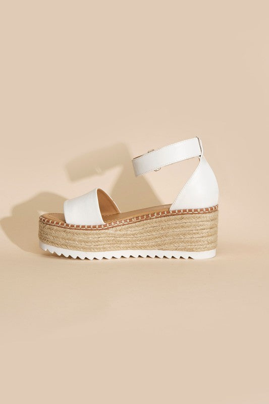 Raffia Platform Sandal with Angle Strap