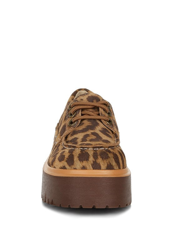 Leopard Print Suede Oxford Loafers