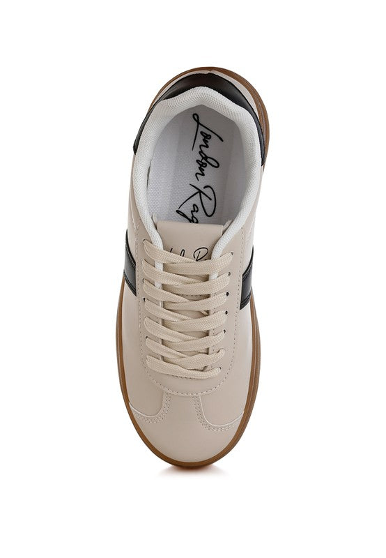 Faux Leather Knockout Lace-Up Sneakers