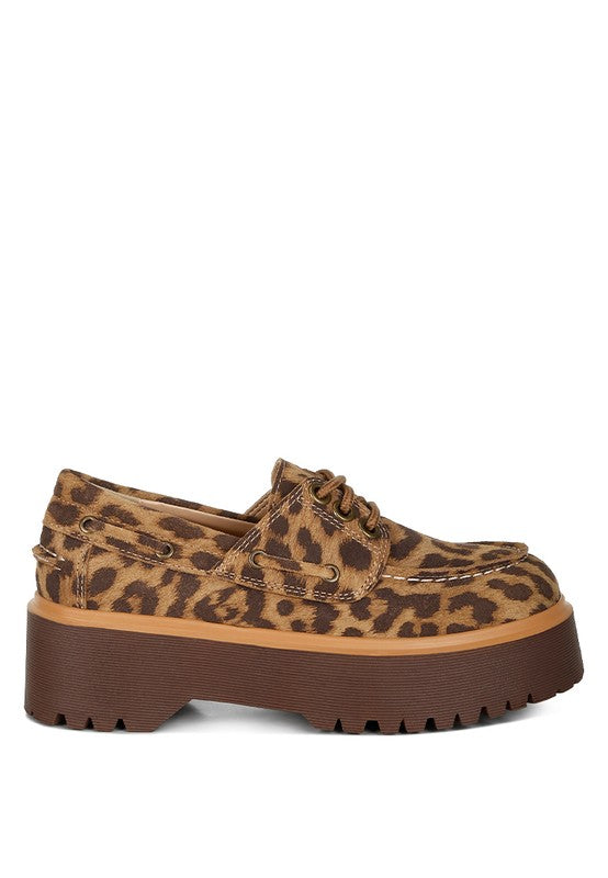 Leopard Print Suede Oxford Loafers