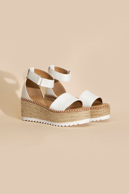 Raffia Platform Sandal with Angle Strap