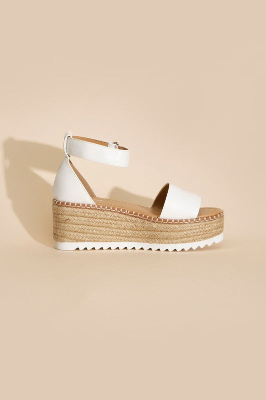 Raffia Platform Sandal with Angle Strap