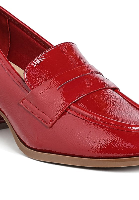 Penny Strap Block Heel Loafers