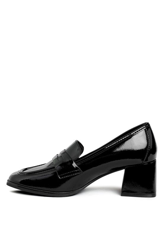 Penny Strap Block Heel Loafers