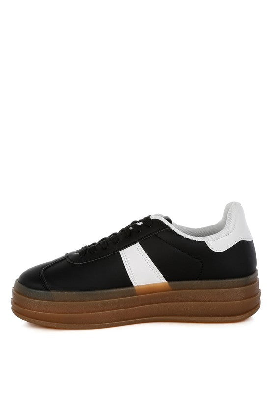 Faux Leather Knockout Lace-Up Sneakers