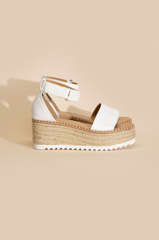 Raffia Platform Sandal with Angle Strap