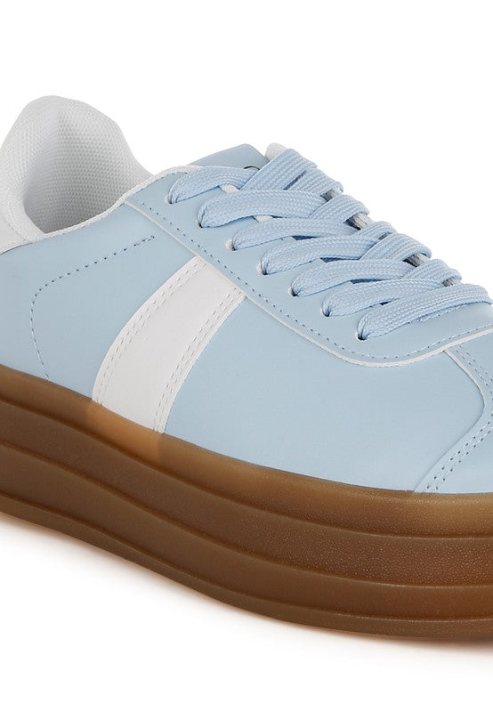 Faux Leather Knockout Lace-Up Sneakers