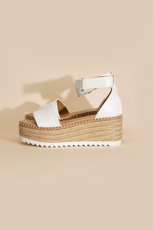 Raffia Platform Sandal with Angle Strap