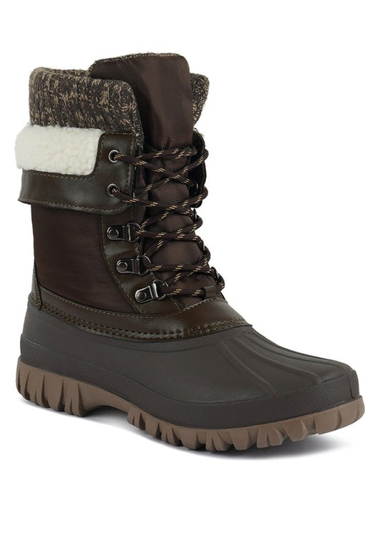 Knitted Collar Lace Up Boots