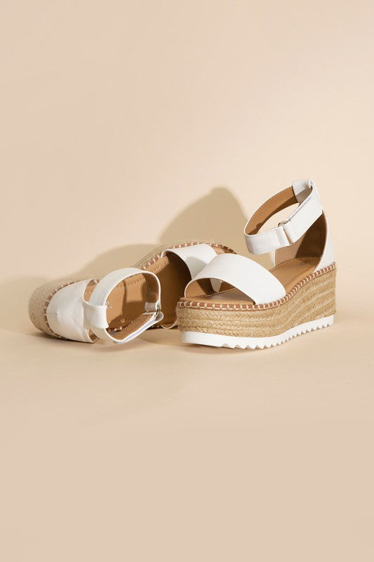 Raffia Platform Sandal with Angle Strap