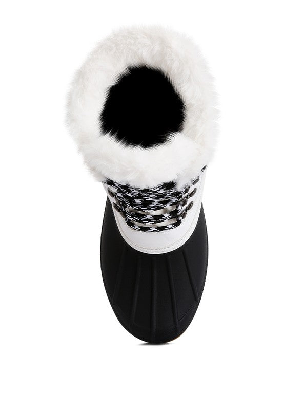 Fur Collar Contrasting Lug Sole Boots