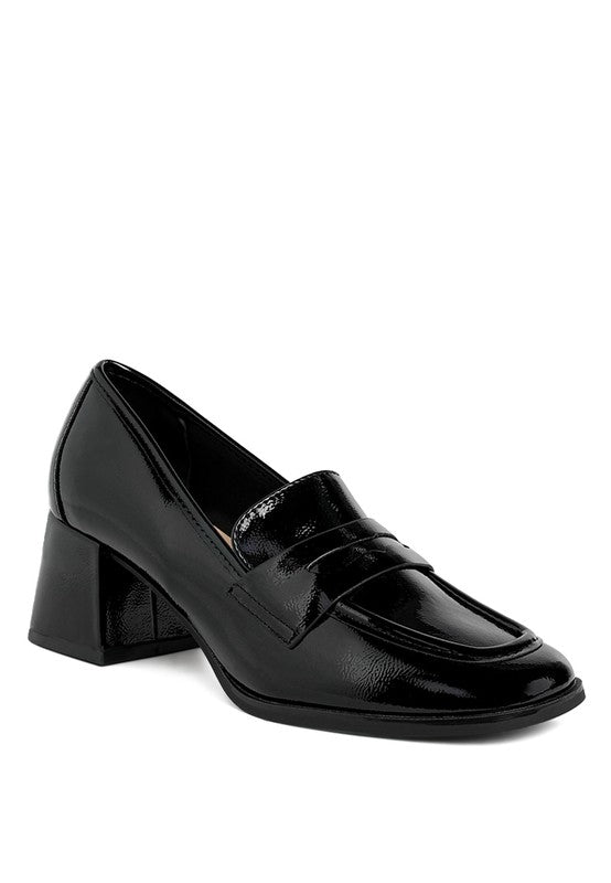 Penny Strap Block Heel Loafers