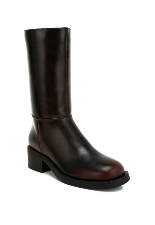 Block Heel Calf Boots