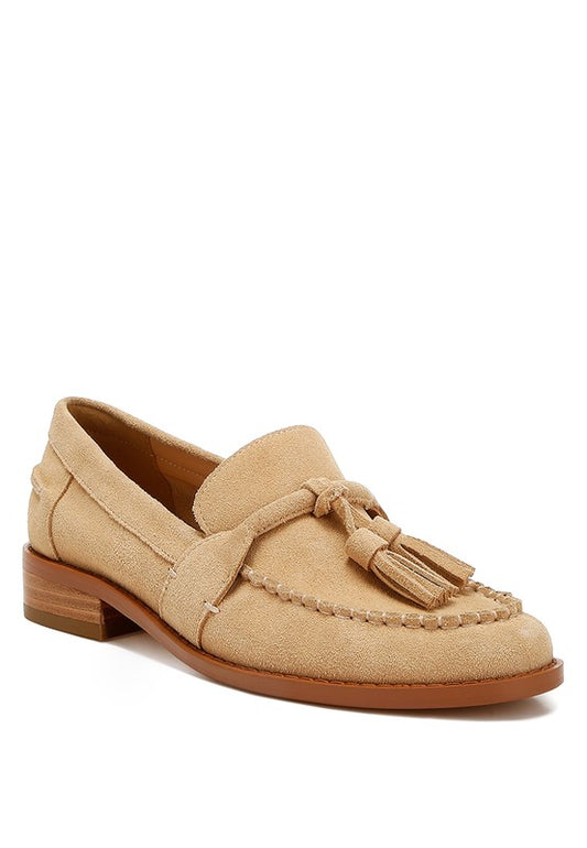 Tassel Detail Suede Loafers