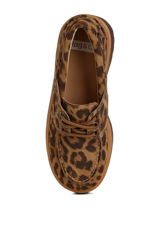 Leopard Print Suede Oxford Loafers