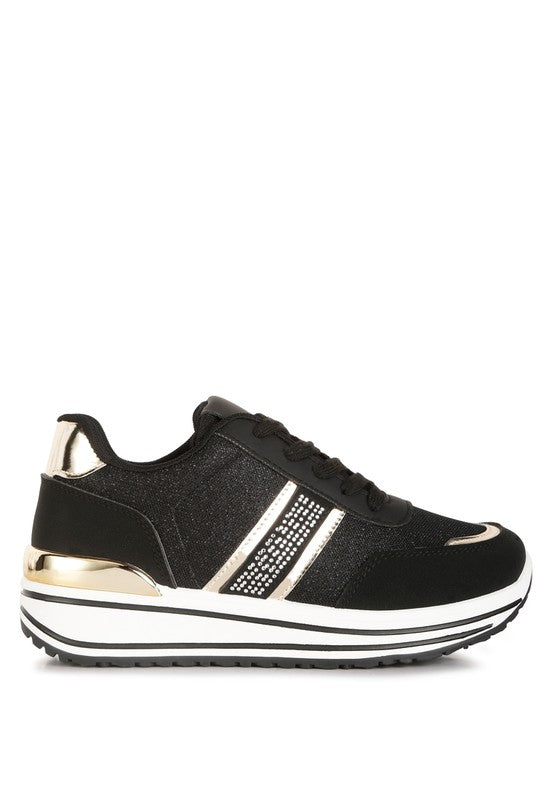 Metallic Panel Platform Sneakers