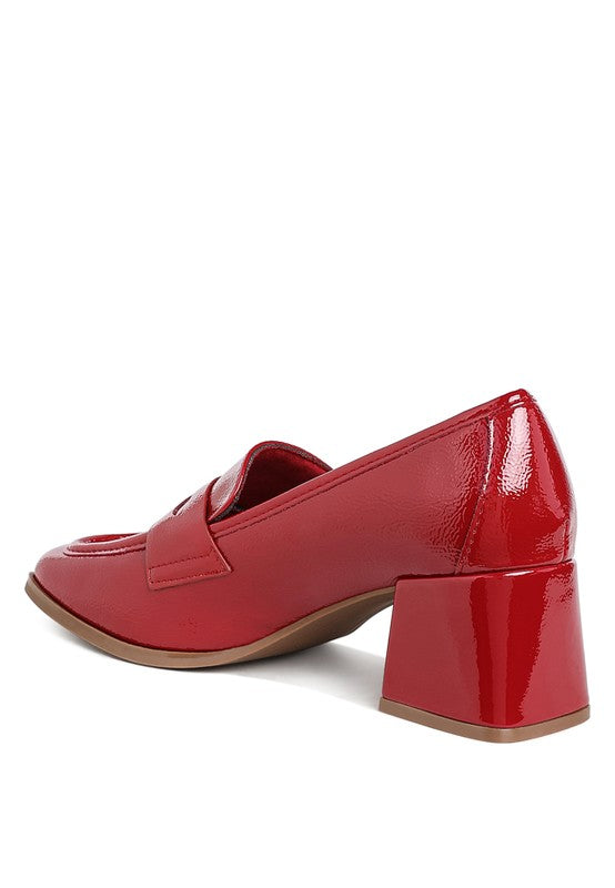 Penny Strap Block Heel Loafers