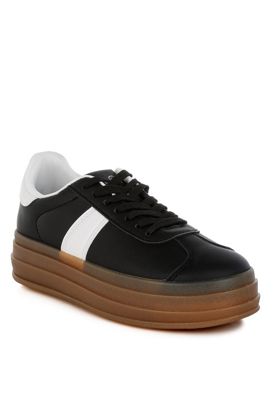 Faux Leather Knockout Lace-Up Sneakers