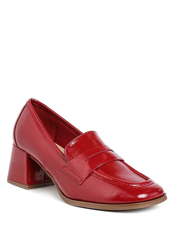 Penny Strap Block Heel Loafers