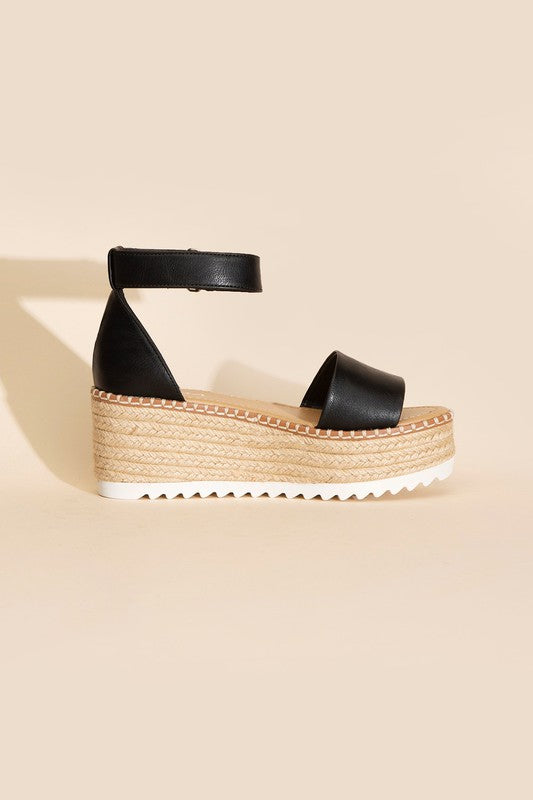 Raffia Platform Sandal with Angle Strap