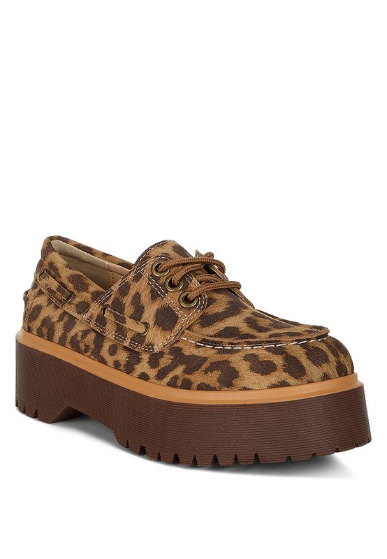 Leopard Print Suede Oxford Loafers