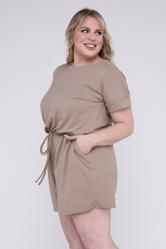 Plus Brushed Romper with Pockets