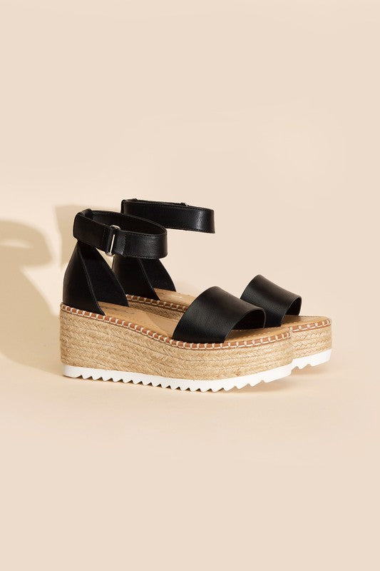 Raffia Platform Sandal with Angle Strap